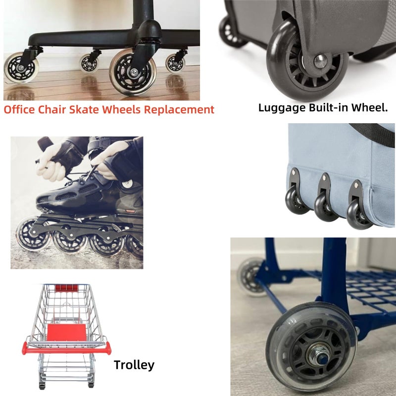Rhinenet Replacement Luggage Suitcase Wheels OD 80mm PU Replacement Wheels with ABEC-7 Bearings Roller attachable wheels for duffel bag Trolley Bag, Inline Skate and Caster Board - Image 4